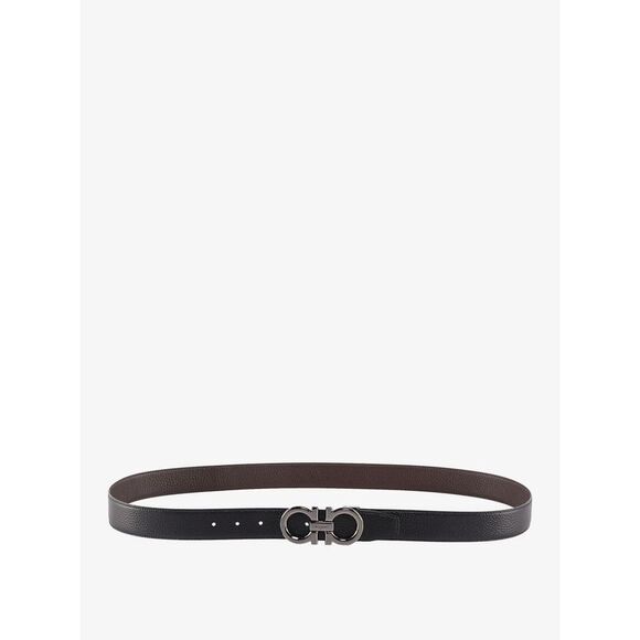 Ferragamo Men Textured Leather Belt With Iconic Gancini Buckle